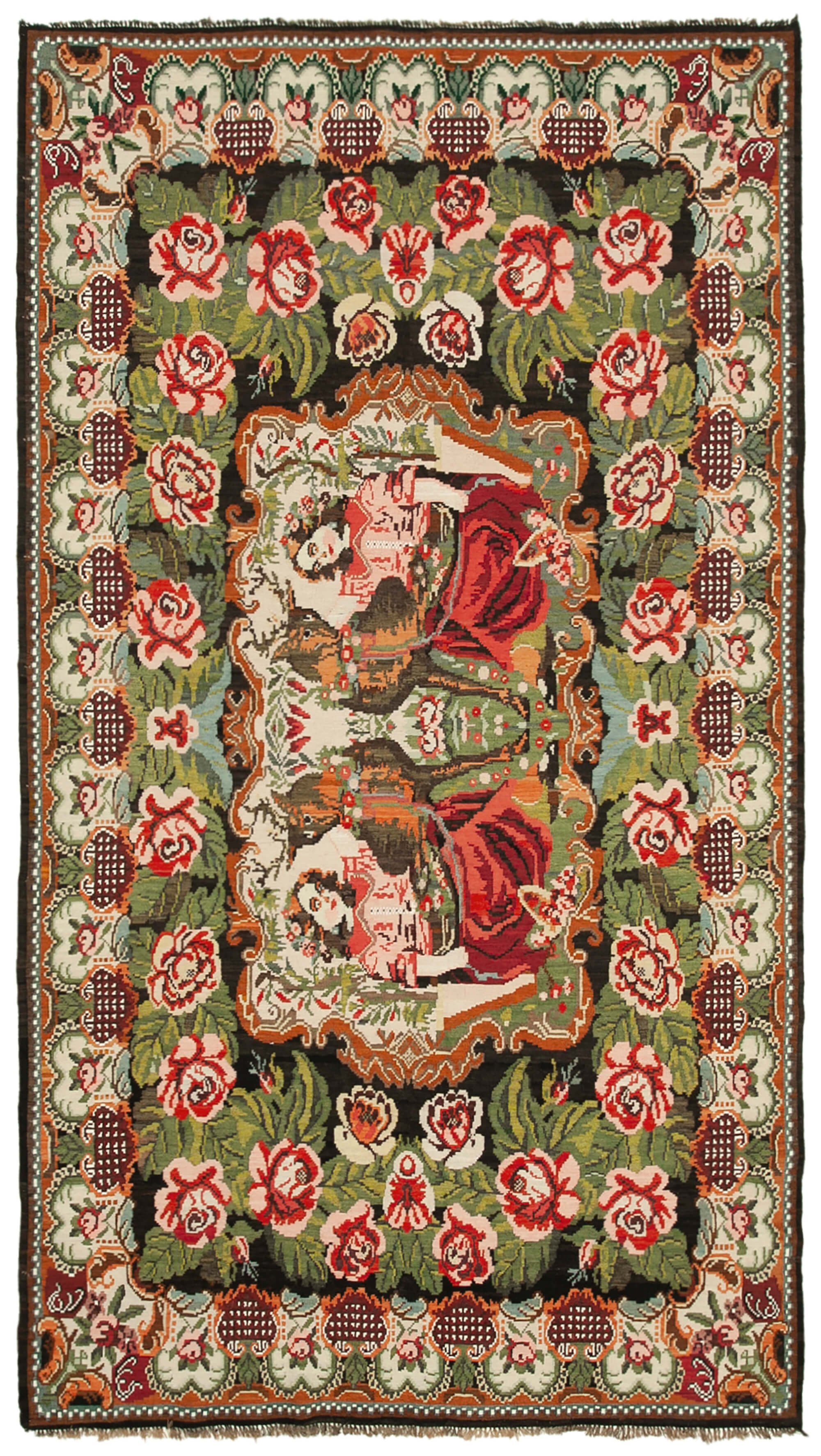 6x11 Black Vintage Moldovan Kilim Rug - 23321