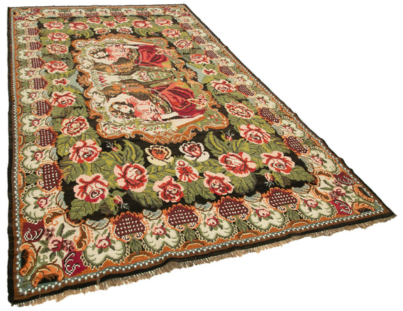 6x11 Black Vintage Moldovan Kilim Rug - 23321