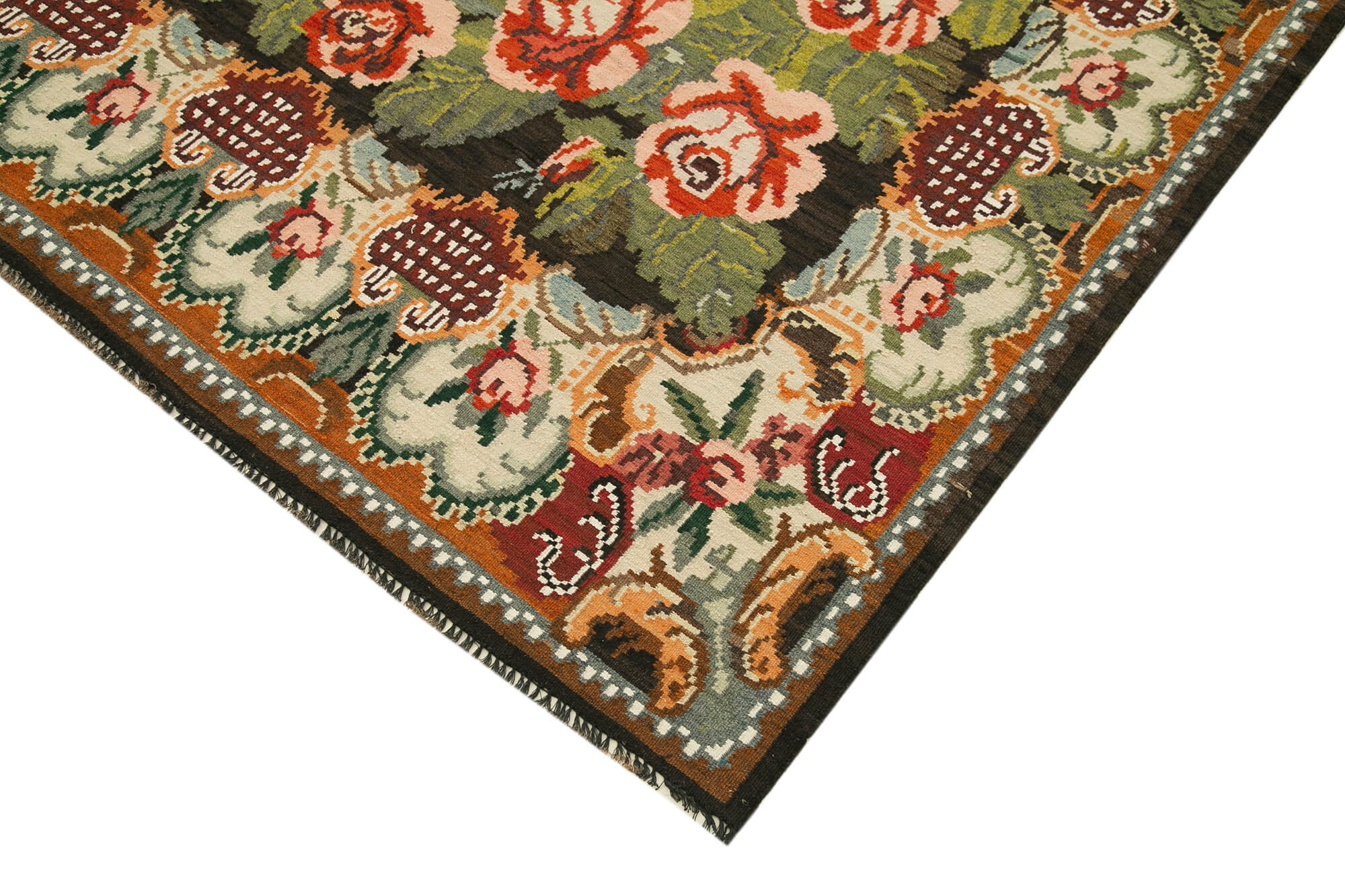 6x11 Black Vintage Moldovan Kilim Rug - 23321