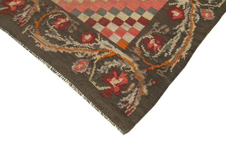 5x10 Brown Vintage Moldovan Kilim Rug - 23327