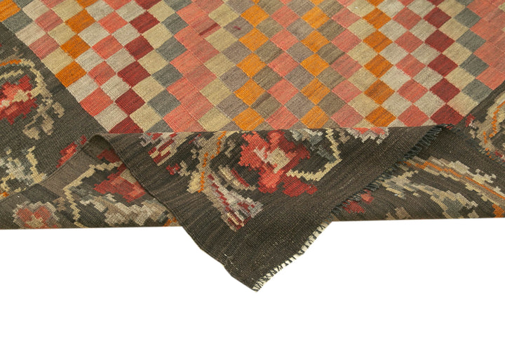 5x10 Brown Vintage Moldovan Kilim Rug - 23327