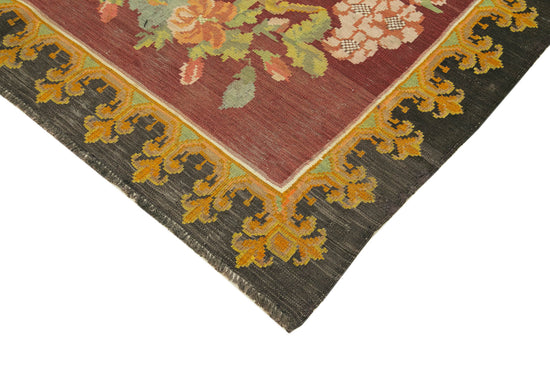 6x8 Black Vintage Moldovan Kilim Rug - 23331