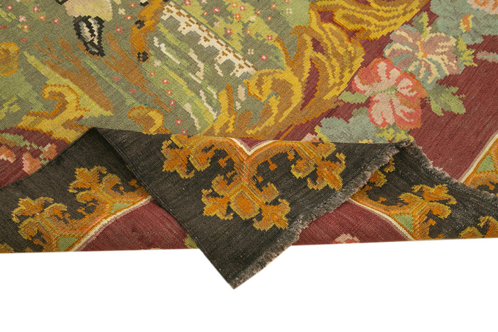 6x8 Black Vintage Moldovan Kilim Rug - 23331