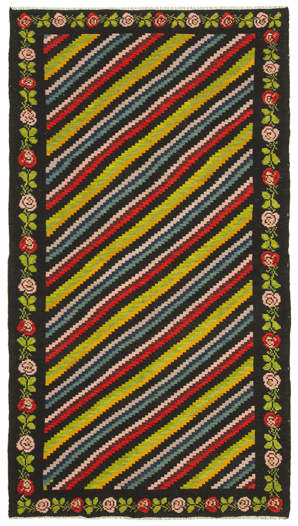 6x10 Black Vintage Moldovan Kilim Rug - 23341