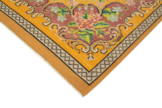 6x10 Yellow Vintage Moldovan Kilim Rug - 23354