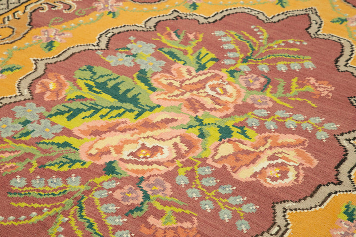 6x10 Yellow Vintage Moldovan Kilim Rug - 23354