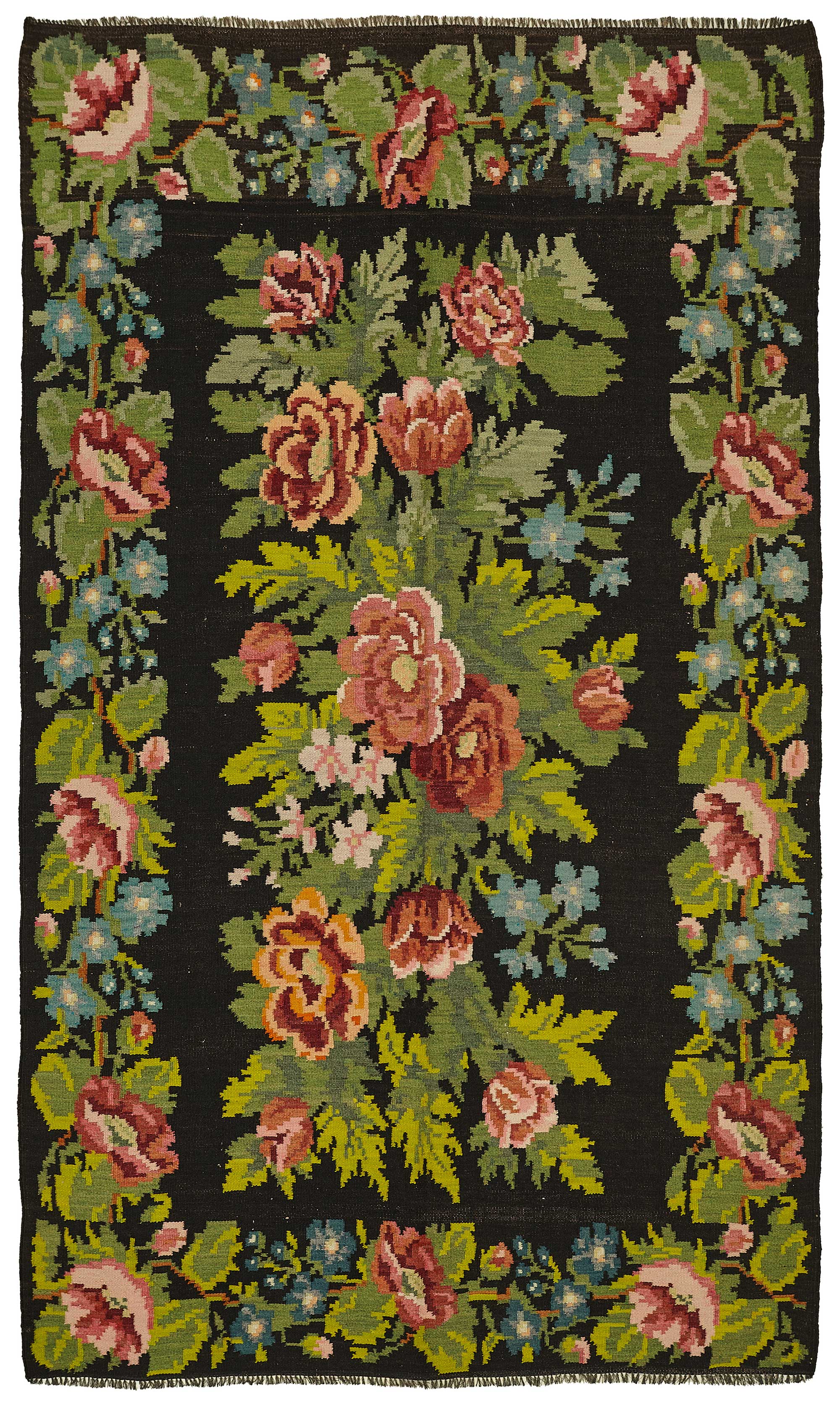 6x10 Black Vintage Moldovan Kilim Rug - 23357