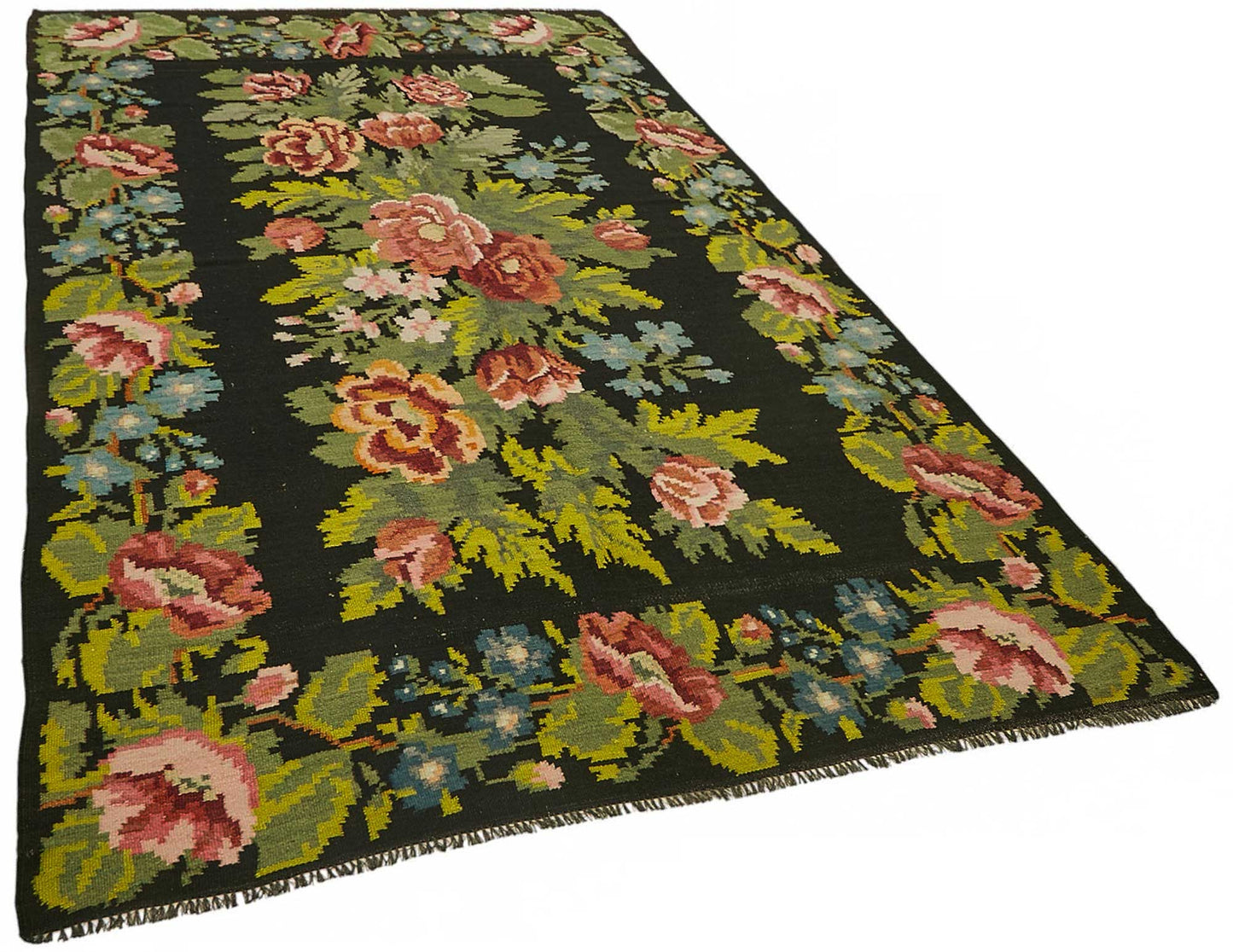 6x10 Black Vintage Moldovan Kilim Rug - 23357