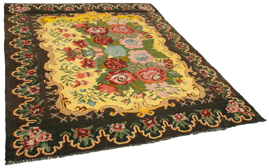 7x8 Brown Vintage Moldovan Kilim Rug - 23362