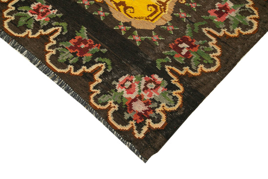 7x8 Brown Vintage Moldovan Kilim Rug - 23362