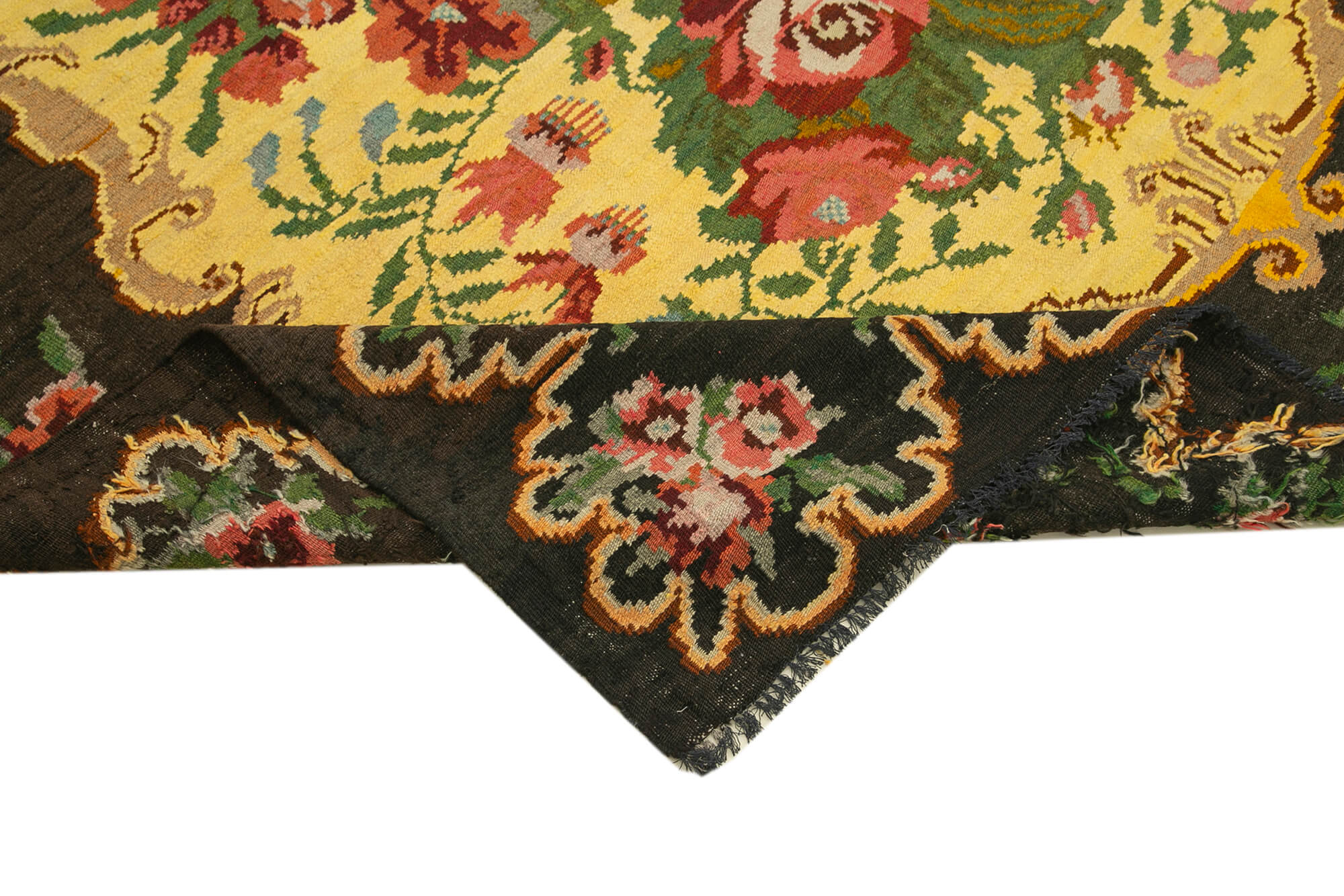 7x8 Brown Vintage Moldovan Kilim Rug - 23362