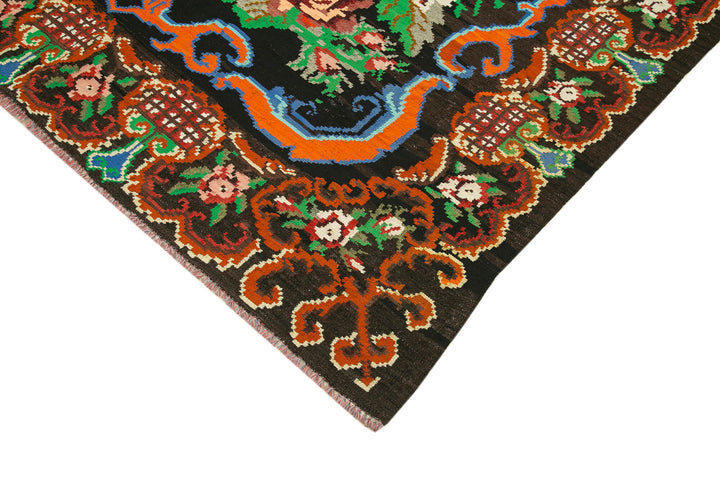 6x9 Black Vintage Moldovan Kilim Rug - 23367