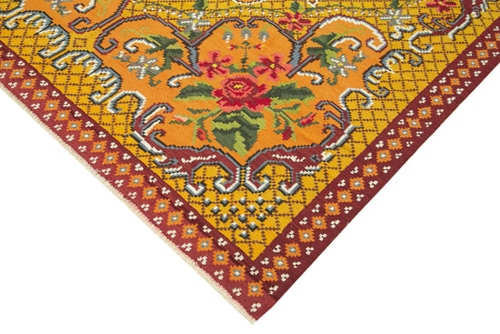 6x10 Yellow Vintage Moldovan Kilim Rug - 23377