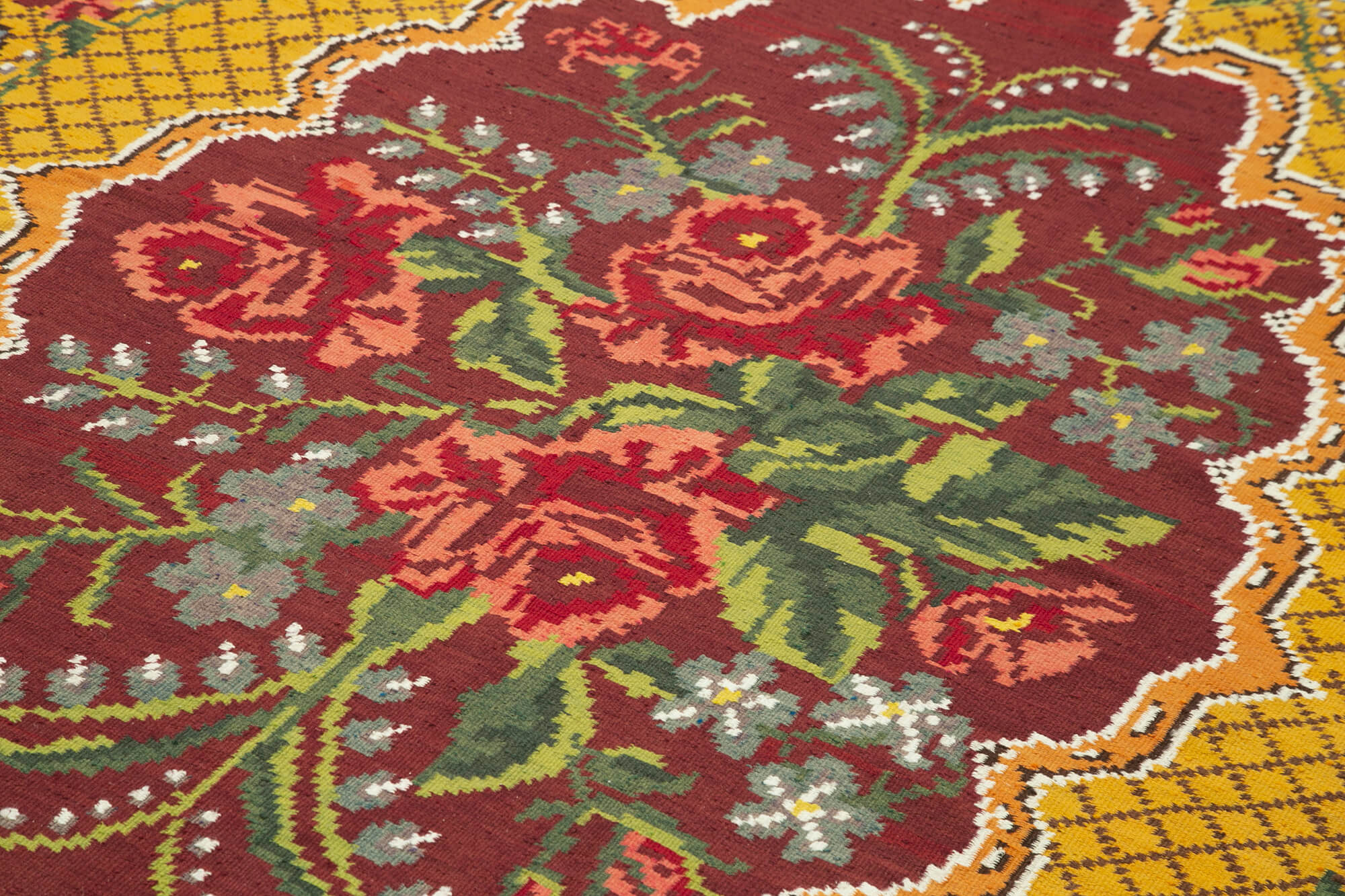 6x10 Yellow Vintage Moldovan Kilim Rug - 23377