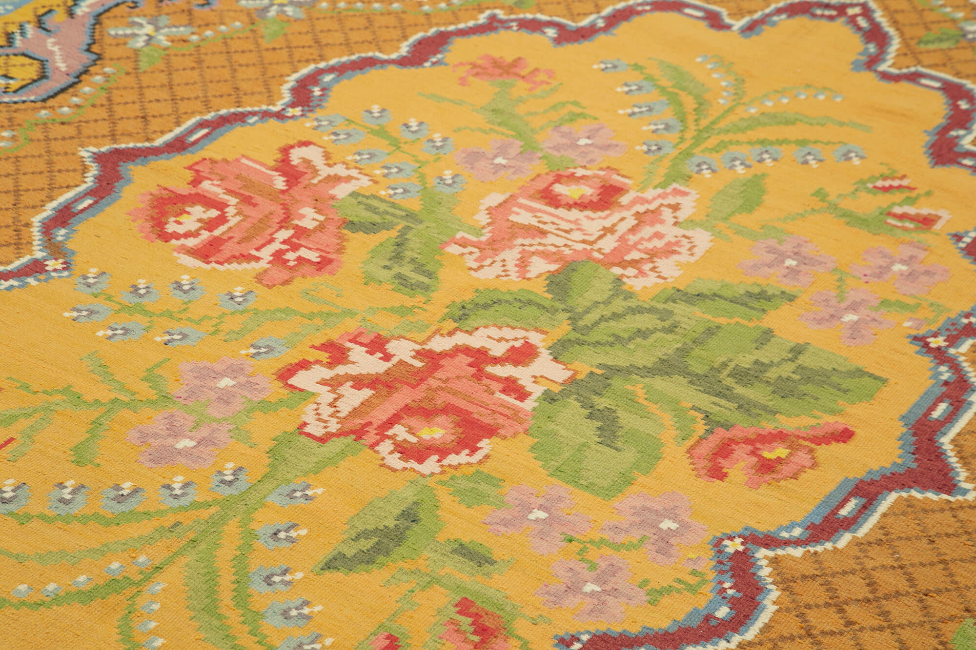 6x10 Yellow Vintage Moldovan Kilim Rug - 23379
