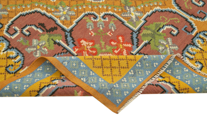 6x10 Yellow Vintage Moldovan Kilim Rug - 23379