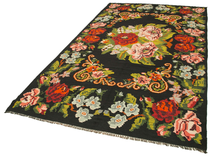 6x10 Black Vintage Moldovan Kilim Rug - 23395