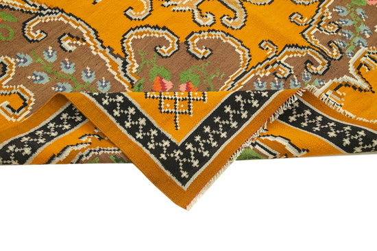 6x9 Yellow Vintage Moldovan Kilim Rug - 23396