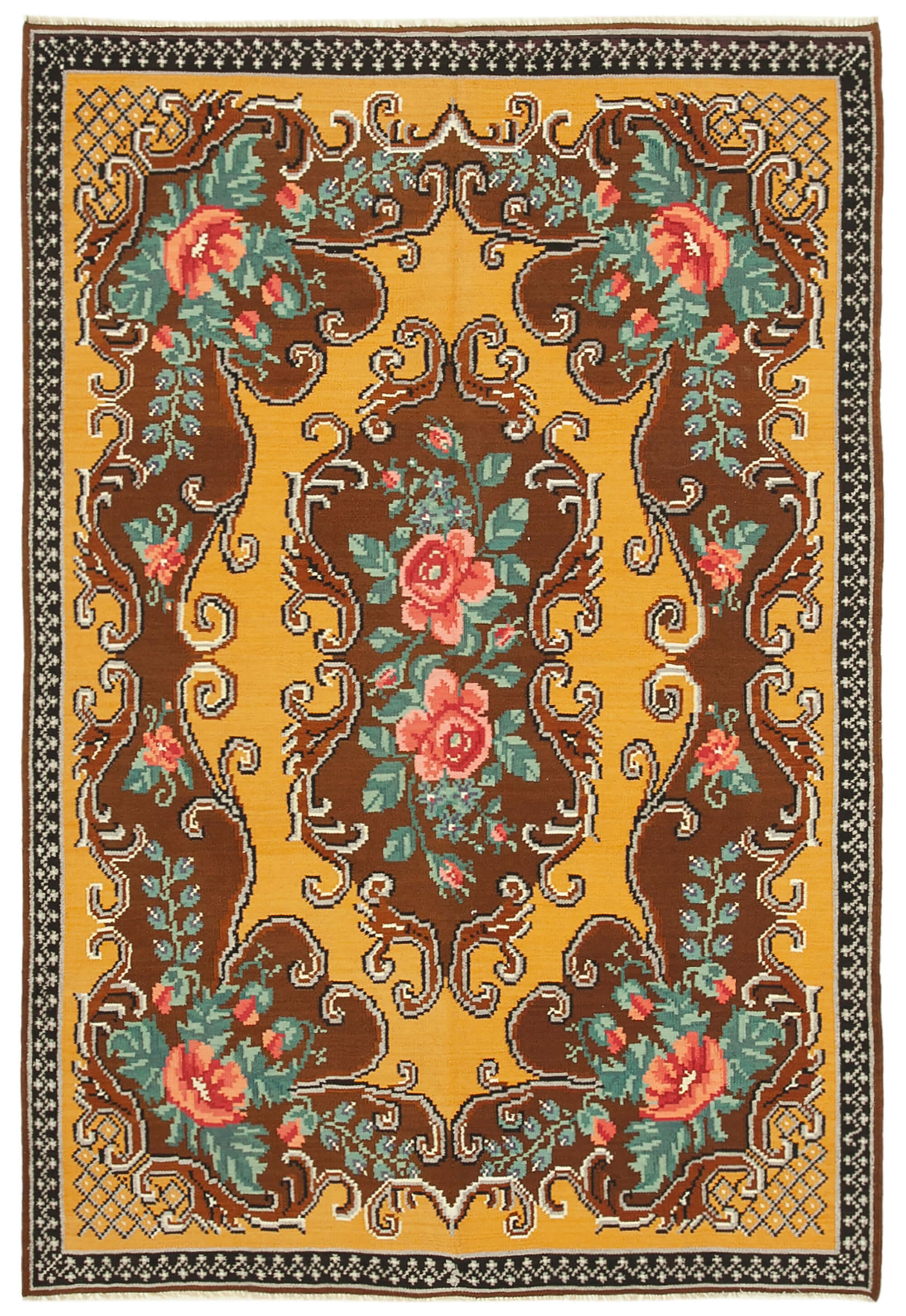 6x9 Brown Vintage Moldovan Kilim Rug - 23401