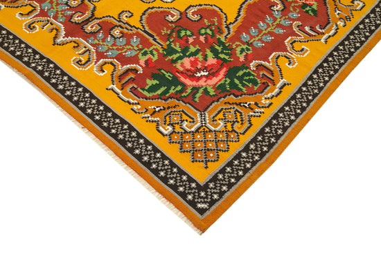 6x8 Yellow Vintage Moldovan Kilim Rug - 23410