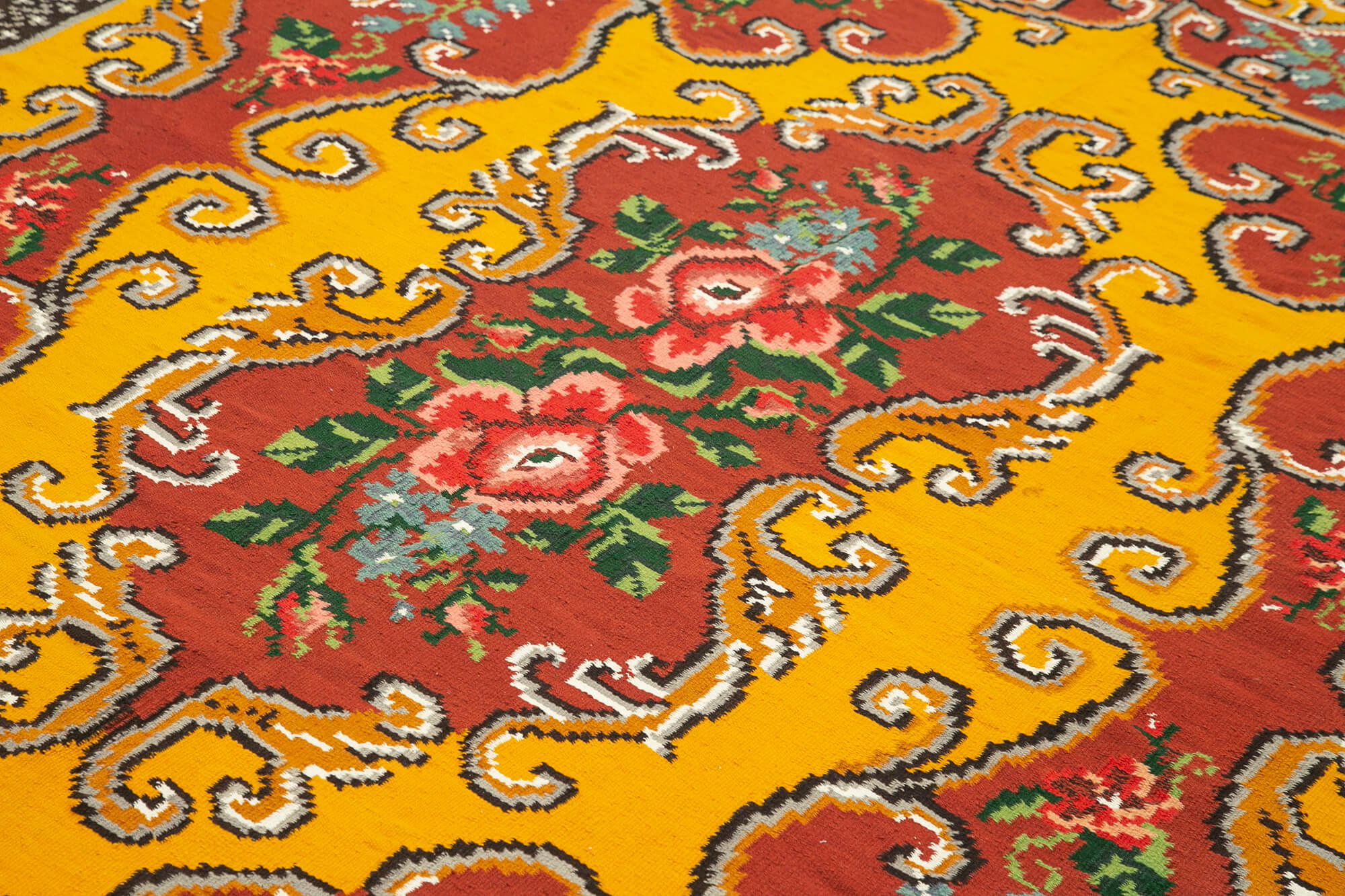 6x8 Yellow Vintage Moldovan Kilim Rug - 23410