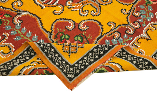 6x8 Yellow Vintage Moldovan Kilim Rug - 23410