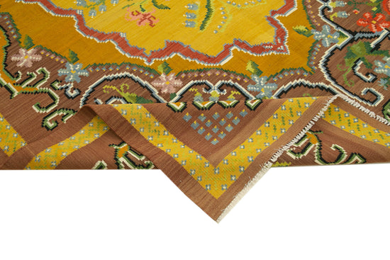 7x10 Brown Vintage Moldovan Kilim Rug - 23414