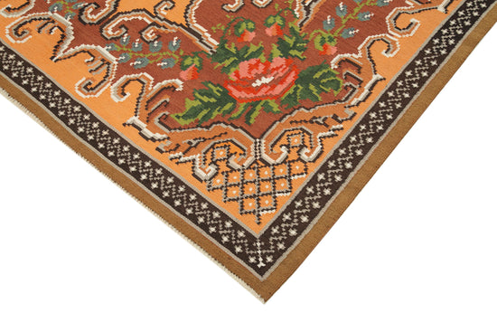 6x9 Brown Vintage Moldovan Kilim Rug - 23417