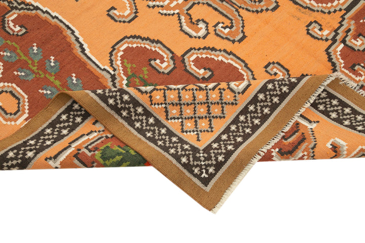 6x9 Brown Vintage Moldovan Kilim Rug - 23417