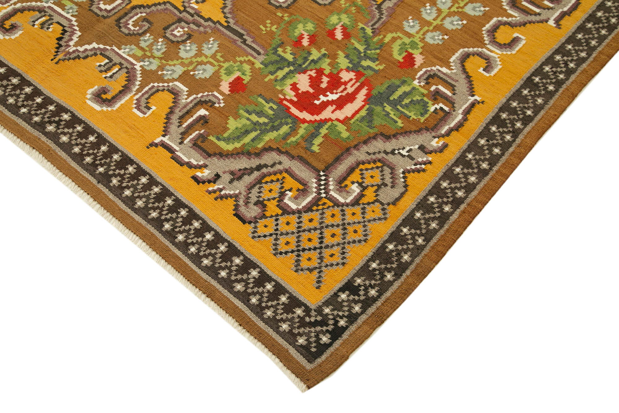 6x9 Brown Vintage Moldovan Kilim Rug - 23422