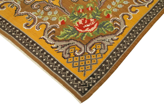 6x9 Brown Vintage Moldovan Kilim Rug - 23422