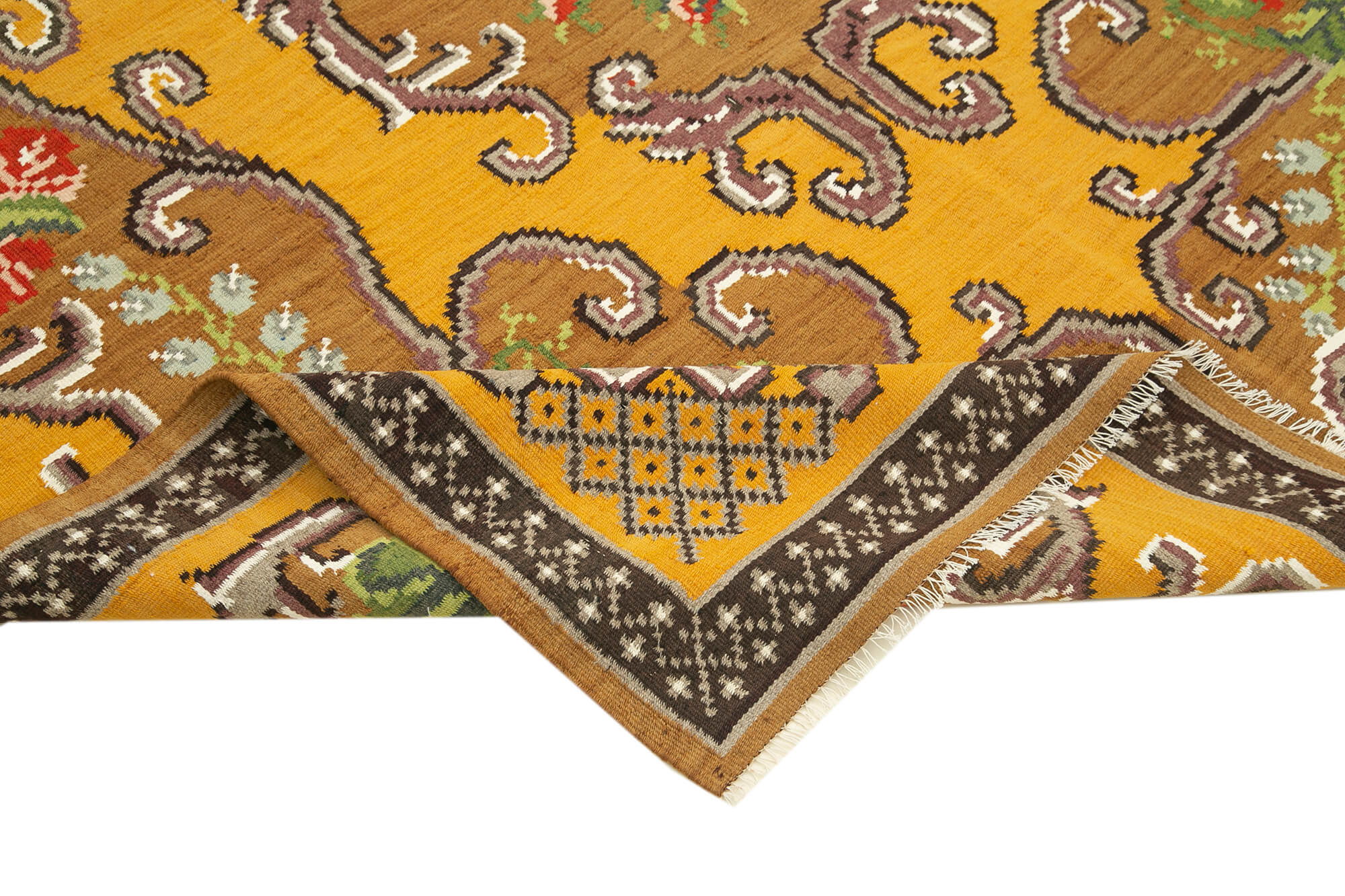 6x9 Brown Vintage Moldovan Kilim Rug - 23422