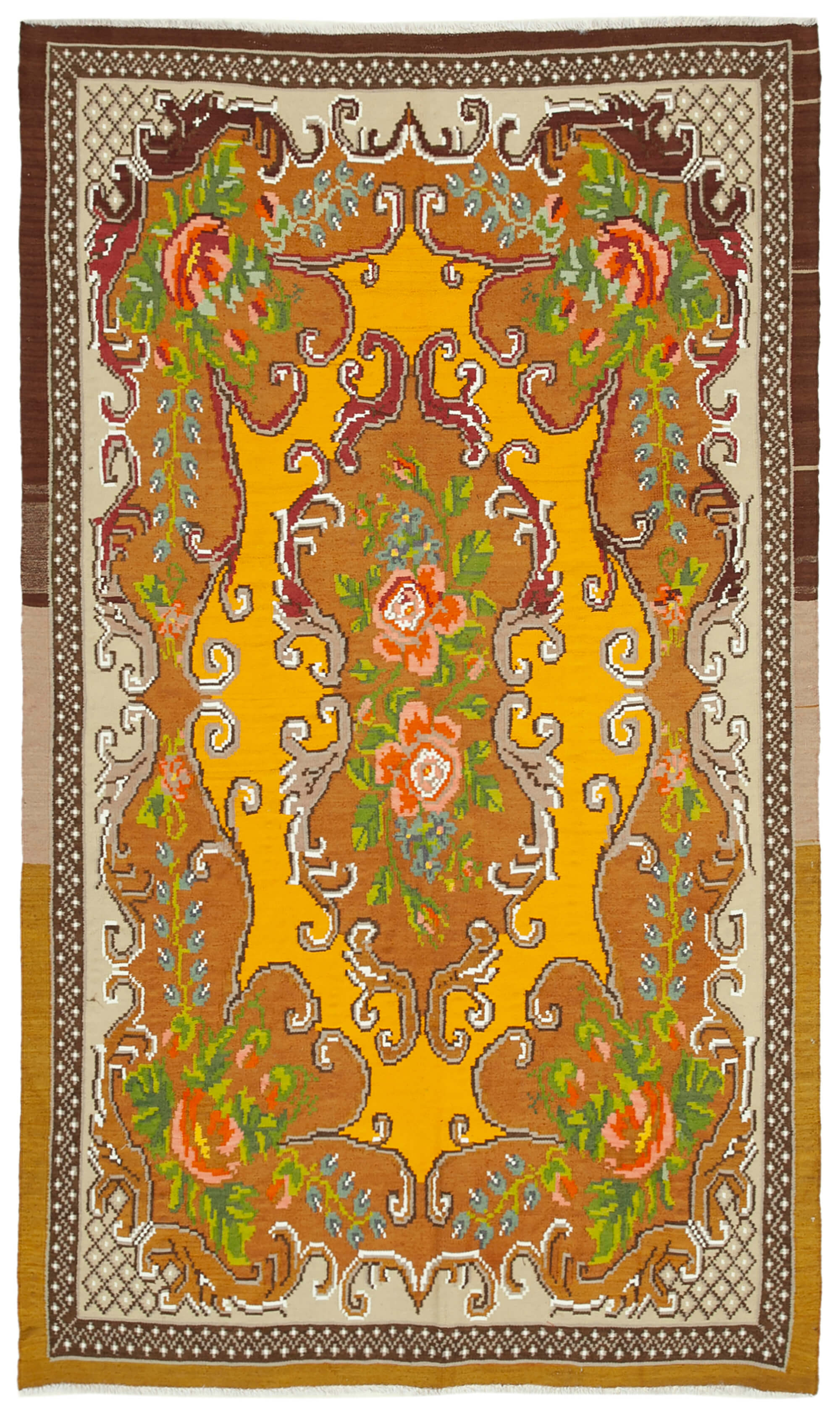 6x9 Brown Vintage Moldovan Kilim Rug - 23424