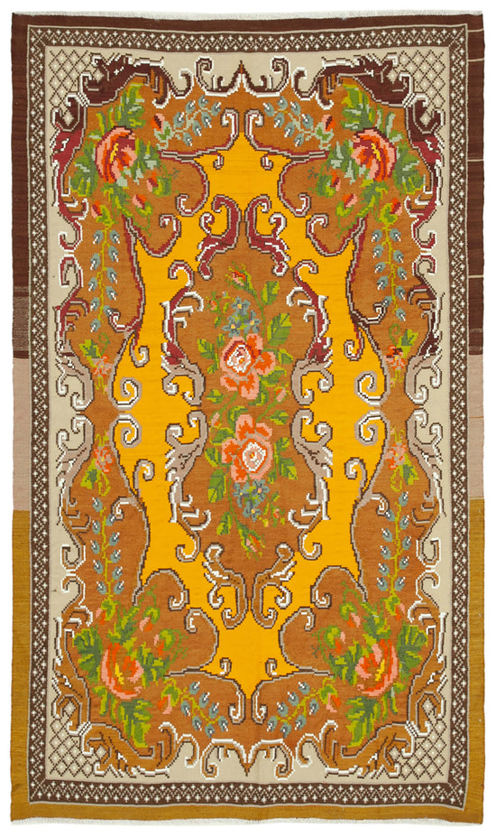 6x9 Brown Vintage Moldovan Kilim Rug - 23424