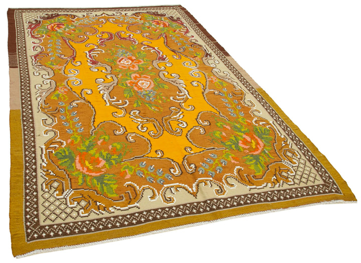 6x9 Brown Vintage Moldovan Kilim Rug - 23424