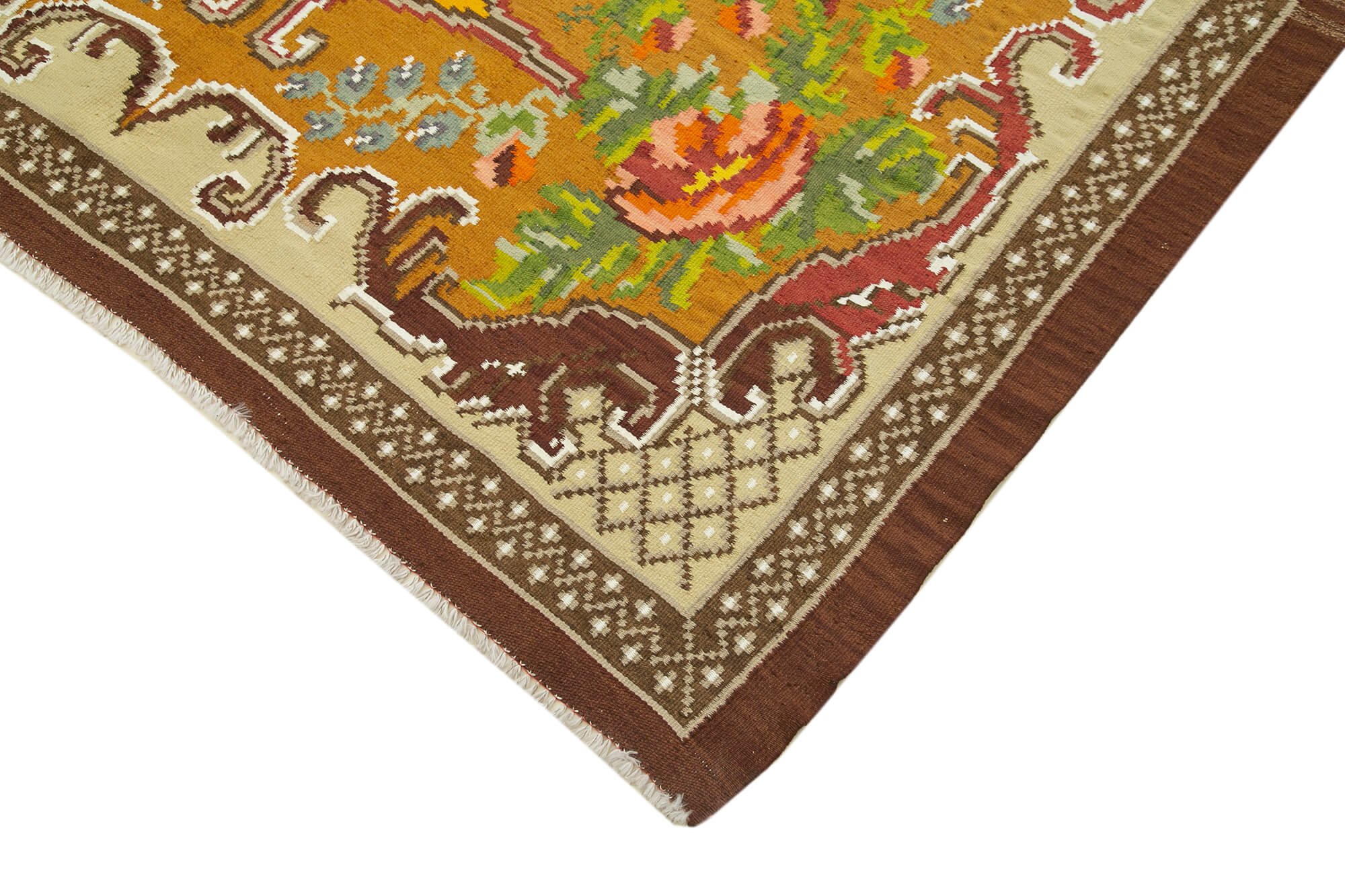 6x9 Brown Vintage Moldovan Kilim Rug - 23424