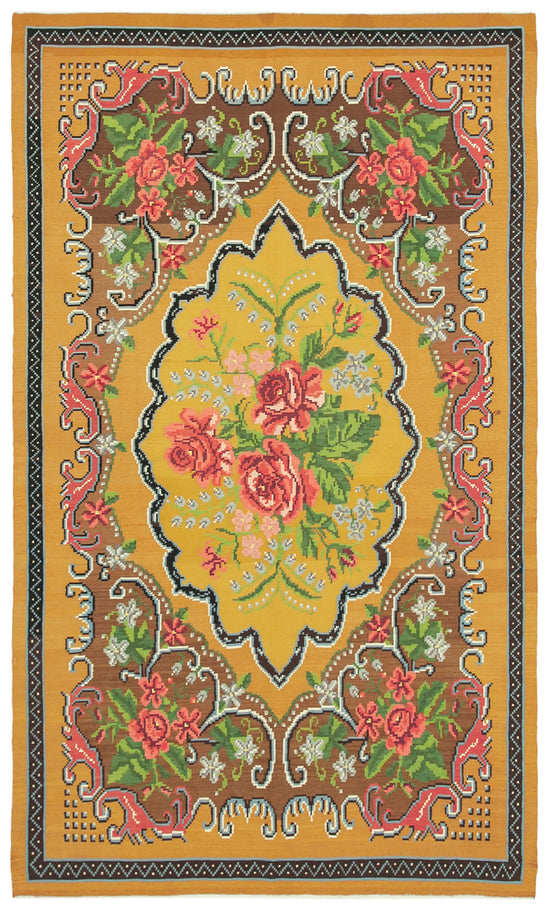 6x10 Yellow Vintage Moldovan Kilim Rug - 23441
