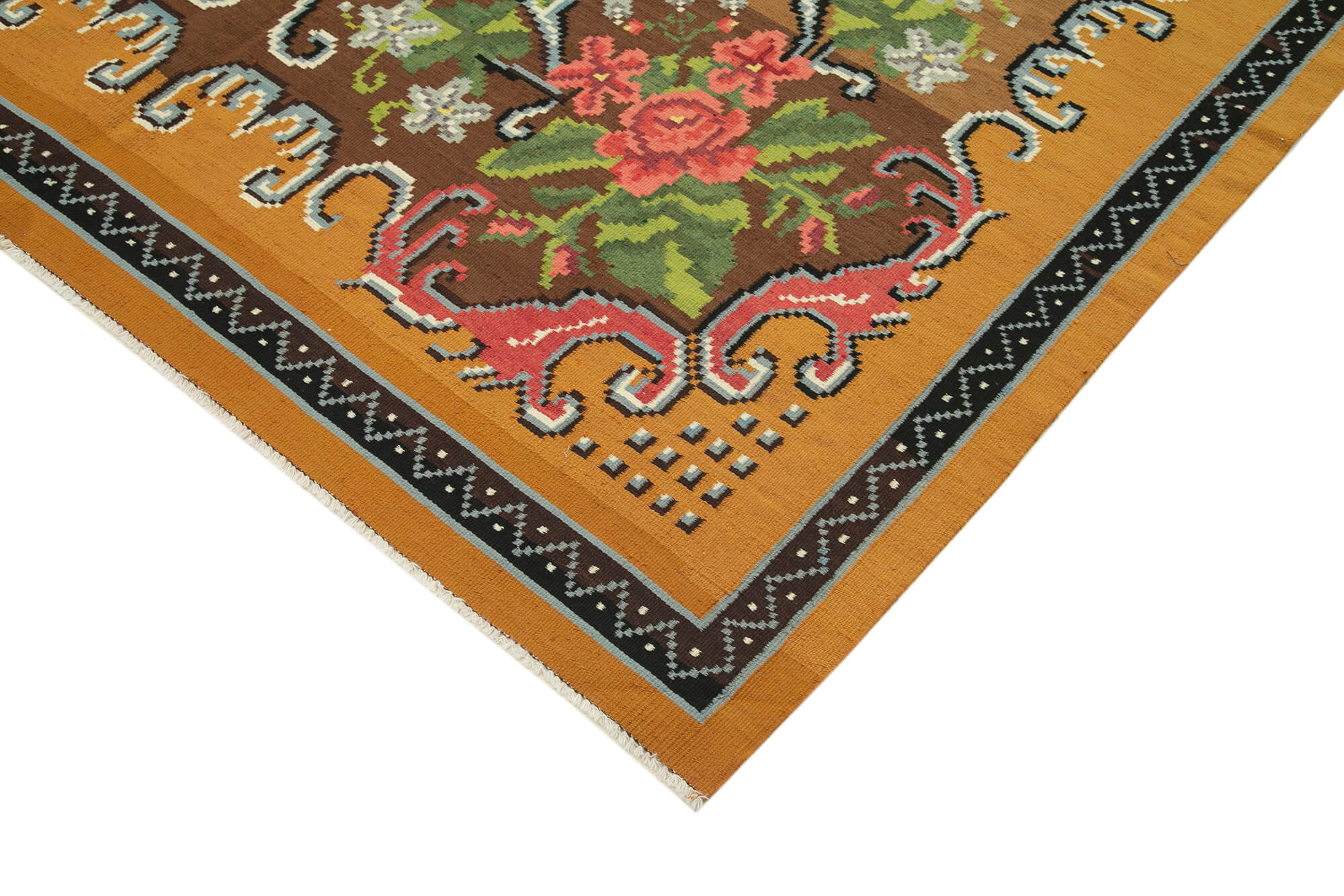 6x10 Yellow Vintage Moldovan Kilim Rug - 23441