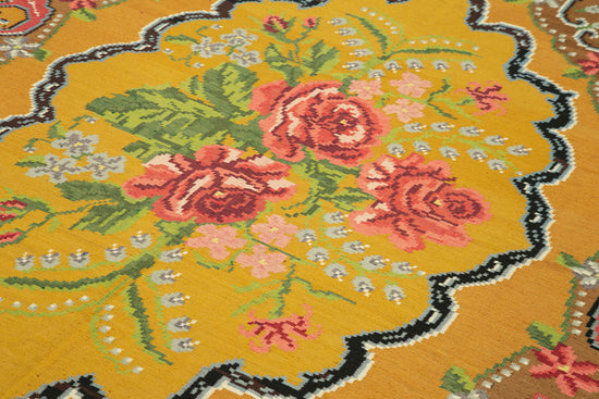 6x10 Yellow Vintage Moldovan Kilim Rug - 23441