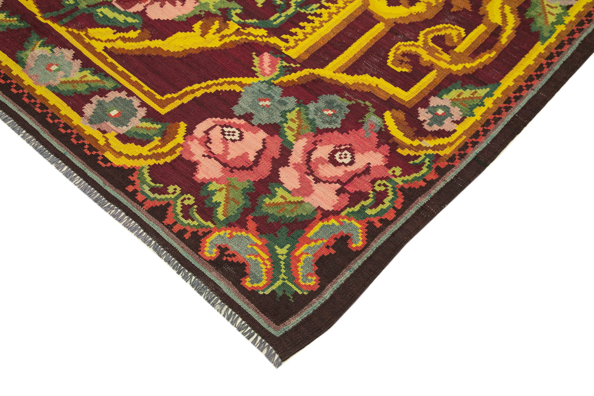 7x10 Black Vintage Moldovan Kilim Rug - 23442