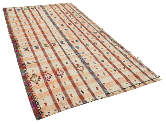 5x9 Orange Oriental Kilim Rug - 23486