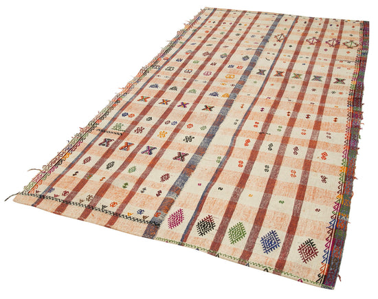 5x9 Orange Oriental Kilim Rug - 23486