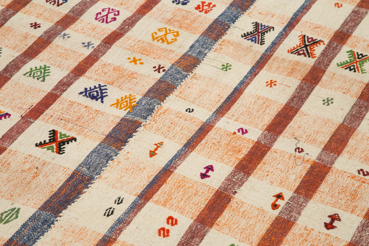 5x9 Orange Oriental Kilim Rug - 23486