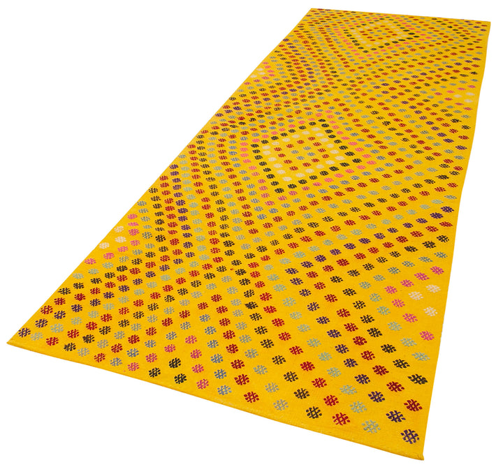 4x12 Yellow Oriental Kilim Runner Rug - 23517