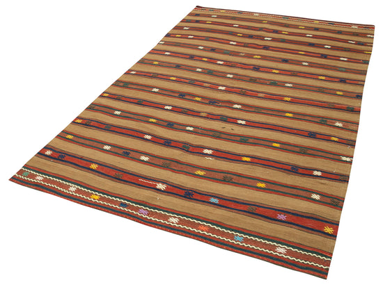 5x8 Brown Oriental Kilim Rug - 23545