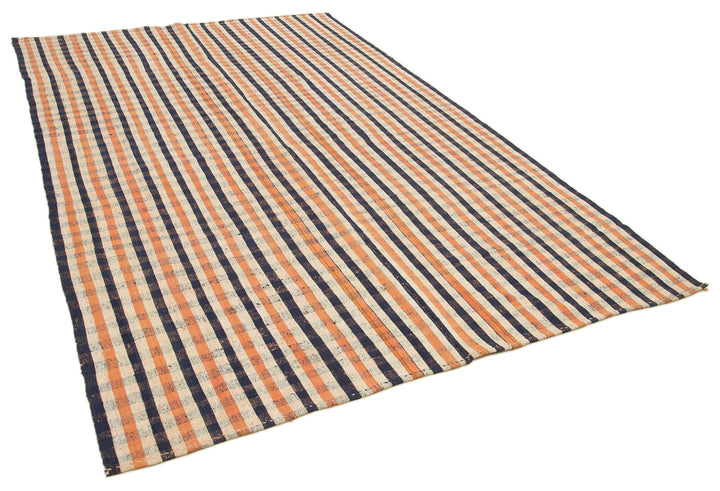 7x11 Orange Oriental Kilim Rug - 23562