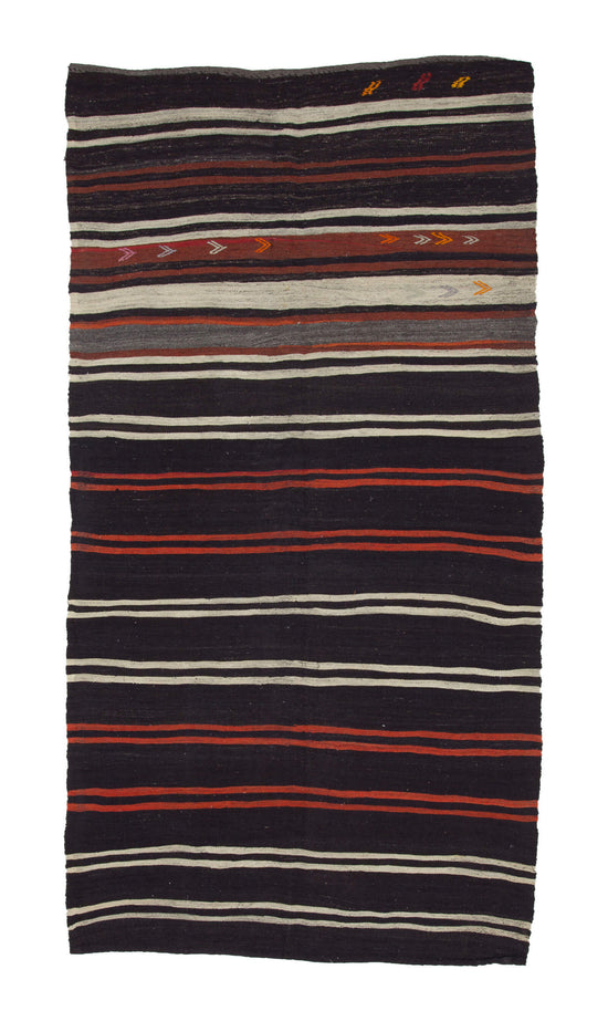 5x10 Brown Vintage Turkish Kilim Runner Rug - 23625