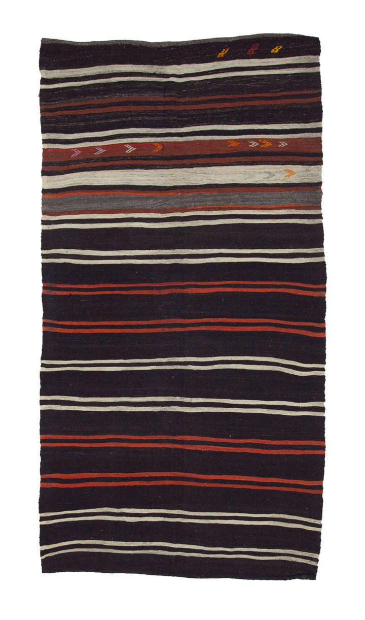 5x10 Brown Vintage Turkish Kilim Runner Rug - 23625