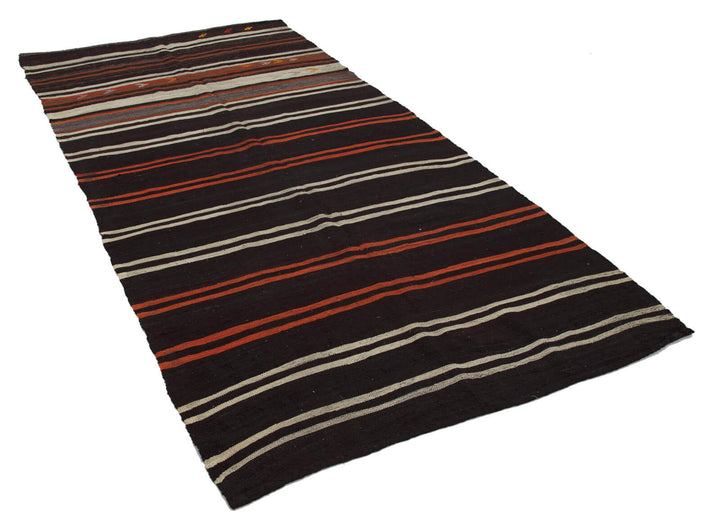 5x10 Brown Vintage Turkish Kilim Runner Rug - 23625