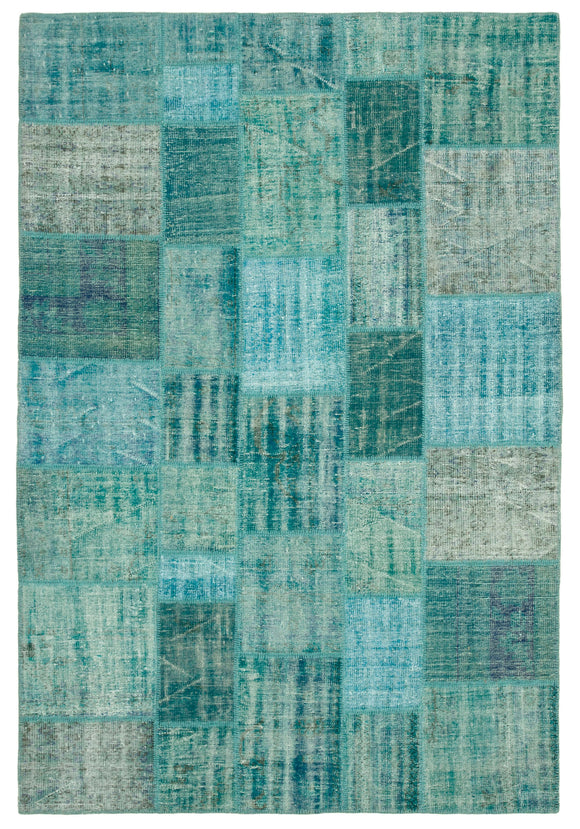 7x10 Turquoise Patchwork Rug - 23931